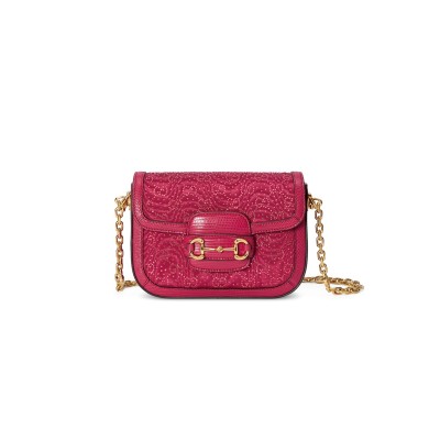 GUCCI HORSEBIT 1955 LIZARD-TEXTURED TRIM 675801 (20*14*5cm)